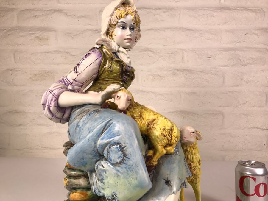 Large Hand Painted D Polo-Uiato Capodimonte Peasant Woman Figural Porcelain [Photo 21]