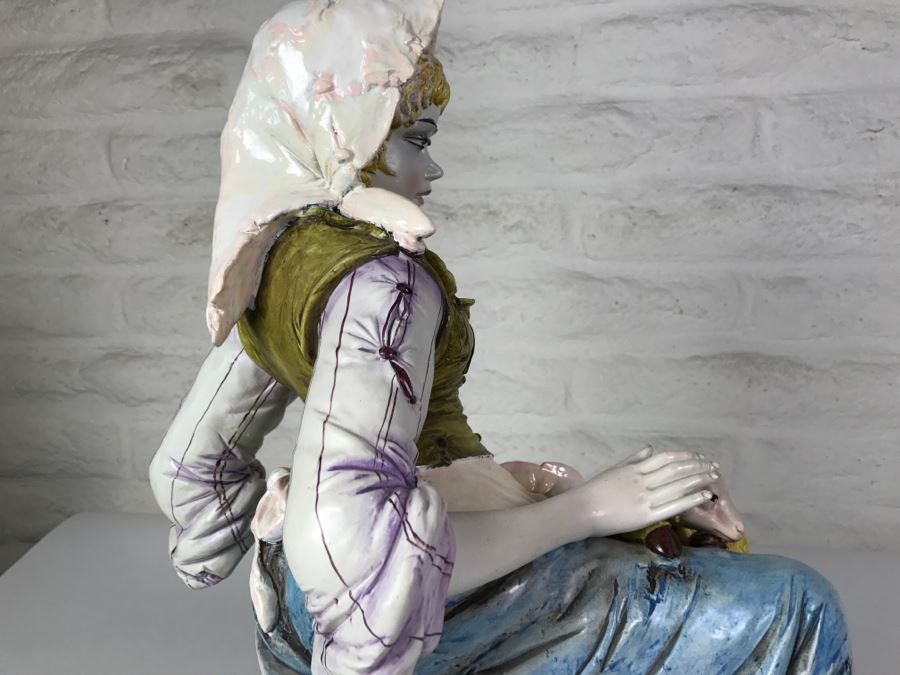 Large Hand Painted D Polo-Uiato Capodimonte Peasant Woman Figural Porcelain [Photo 20]
