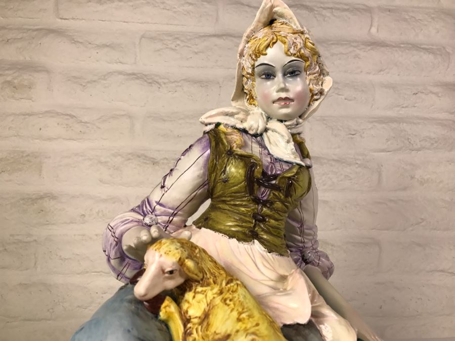 Large Hand Painted D Polo-Uiato Capodimonte Peasant Woman Figural Porcelain [Photo 7]