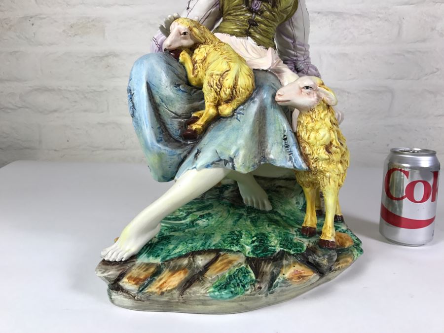 Large Hand Painted D Polo-Uiato Capodimonte Peasant Woman Figural Porcelain [Photo 8]