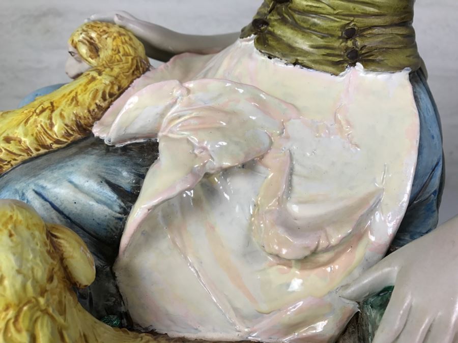 Large Hand Painted D Polo-Uiato Capodimonte Peasant Woman Figural Porcelain [Photo 13]