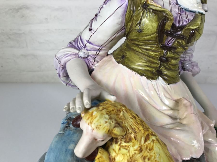 Large Hand Painted D Polo-Uiato Capodimonte Peasant Woman Figural Porcelain [Photo 6]