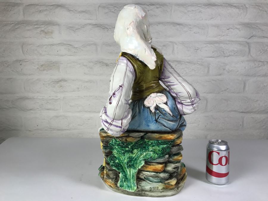 Large Hand Painted D Polo-Uiato Capodimonte Peasant Woman Figural Porcelain [Photo 14]