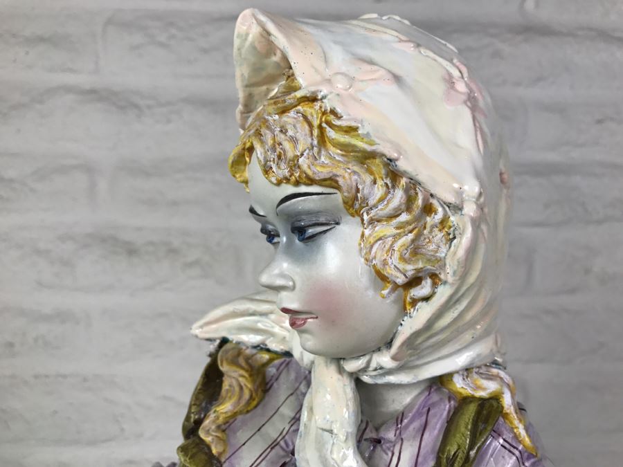 Large Hand Painted D Polo-Uiato Capodimonte Peasant Woman Figural Porcelain [Photo 12]