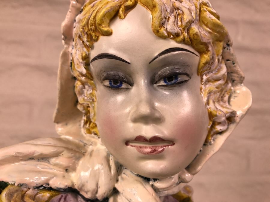 Large Hand Painted D Polo-Uiato Capodimonte Peasant Woman Figural Porcelain [Photo 4]