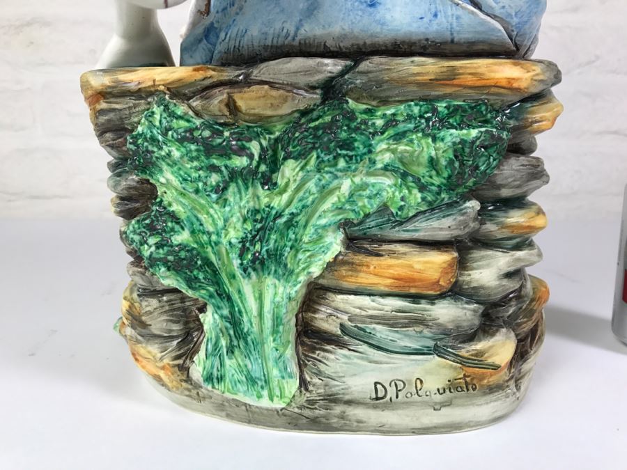 Large Hand Painted D Polo-Uiato Capodimonte Peasant Woman Figural Porcelain [Photo 15]