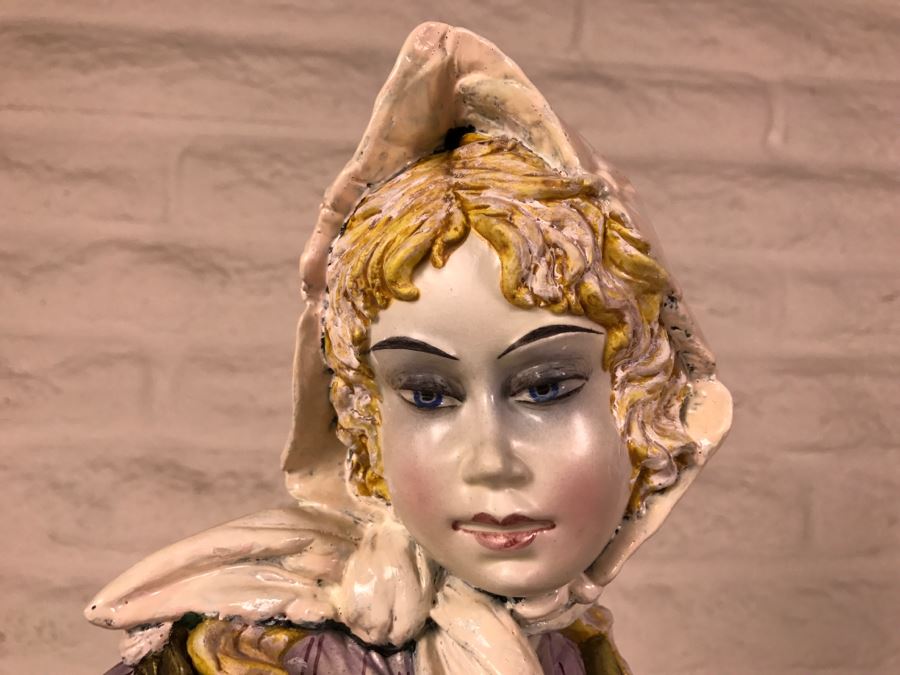 Large Hand Painted D Polo-Uiato Capodimonte Peasant Woman Figural Porcelain [Photo 3]