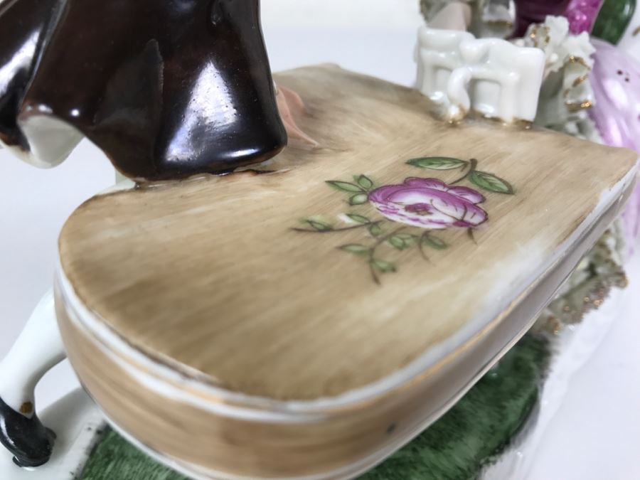 Hand Painted Figurine Of Woman At Piano And Man Playing Violin [Photo 9]