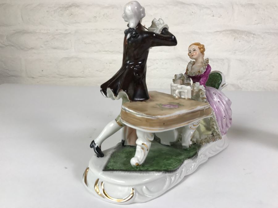 Hand Painted Figurine Of Woman At Piano And Man Playing Violin [Photo 10]