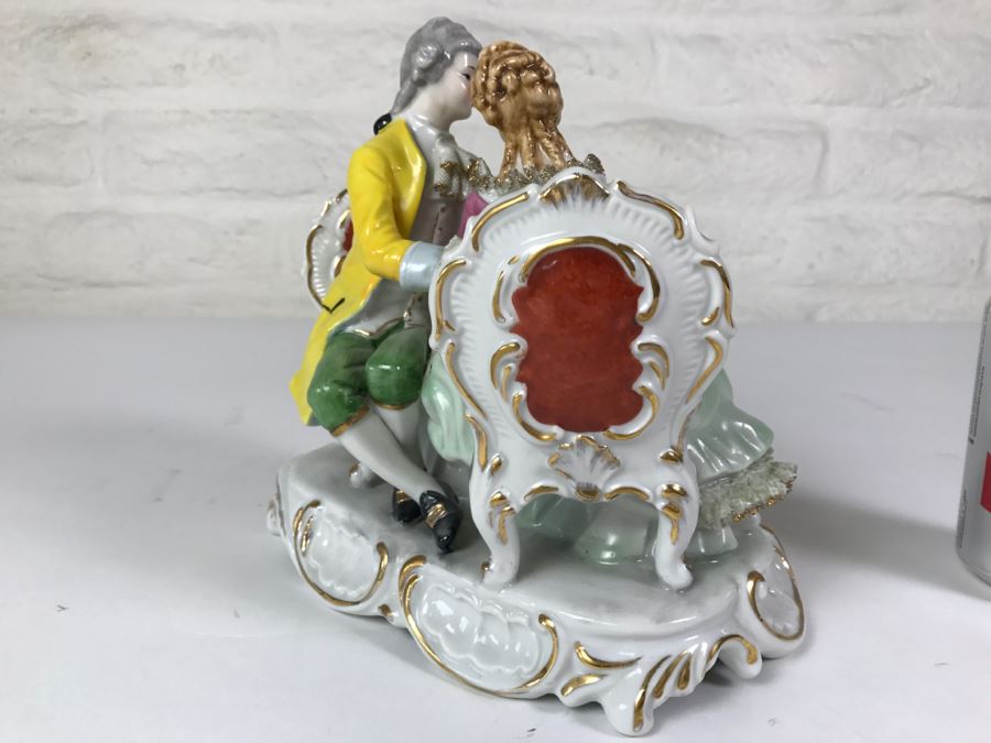 Hand Painted Figurine Of Man And Woman Embracing On Chairs [Photo 6]