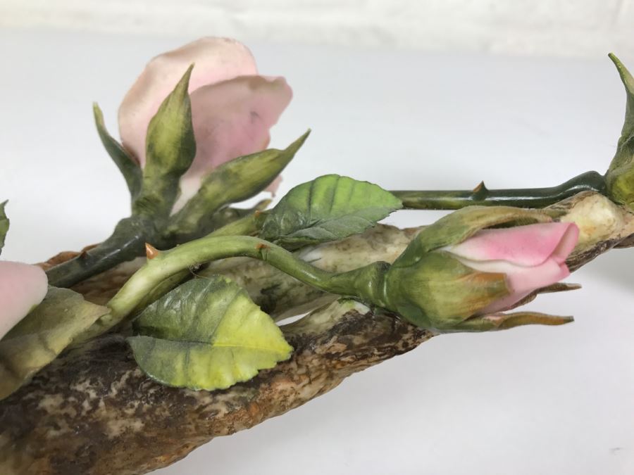 Set Of Hand Painted Roses Napoleon Capodimonte Porcelain Flower Made In Italy [Photo 7]