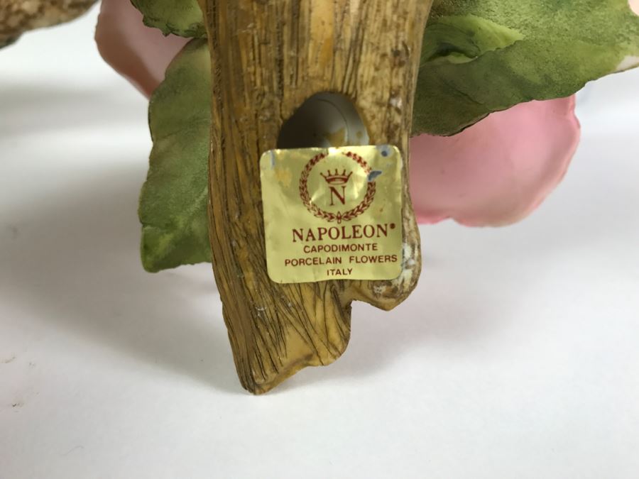 Set Of Hand Painted Roses Napoleon Capodimonte Porcelain Flower Made In Italy [Photo 12]