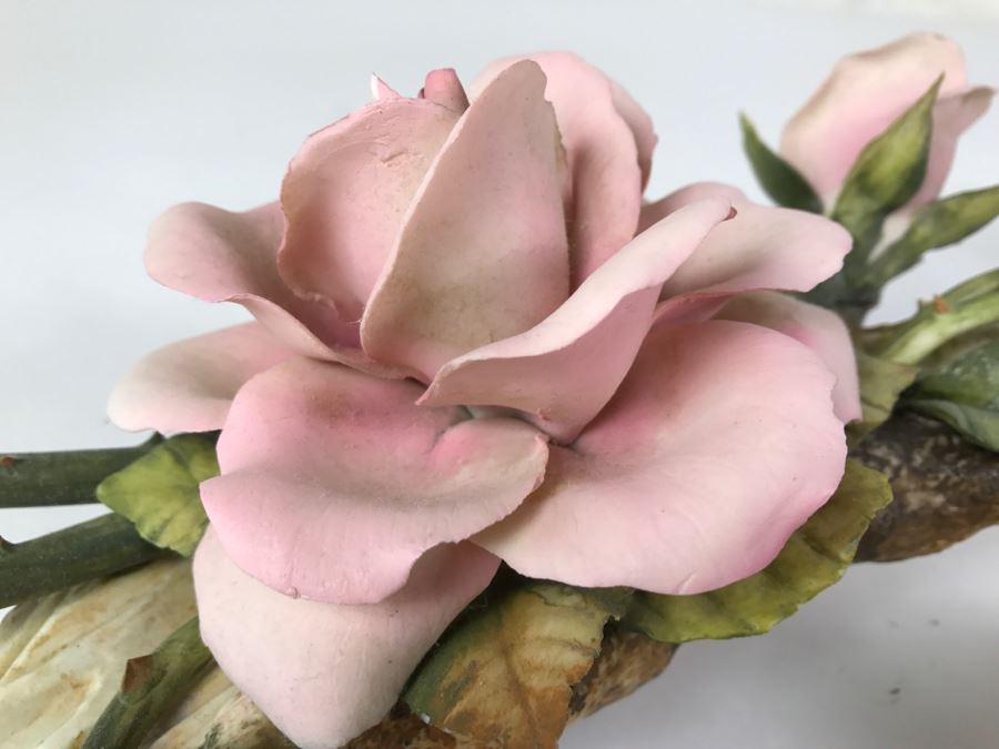 Set Of Hand Painted Roses Napoleon Capodimonte Porcelain Flower Made In Italy [Photo 6]