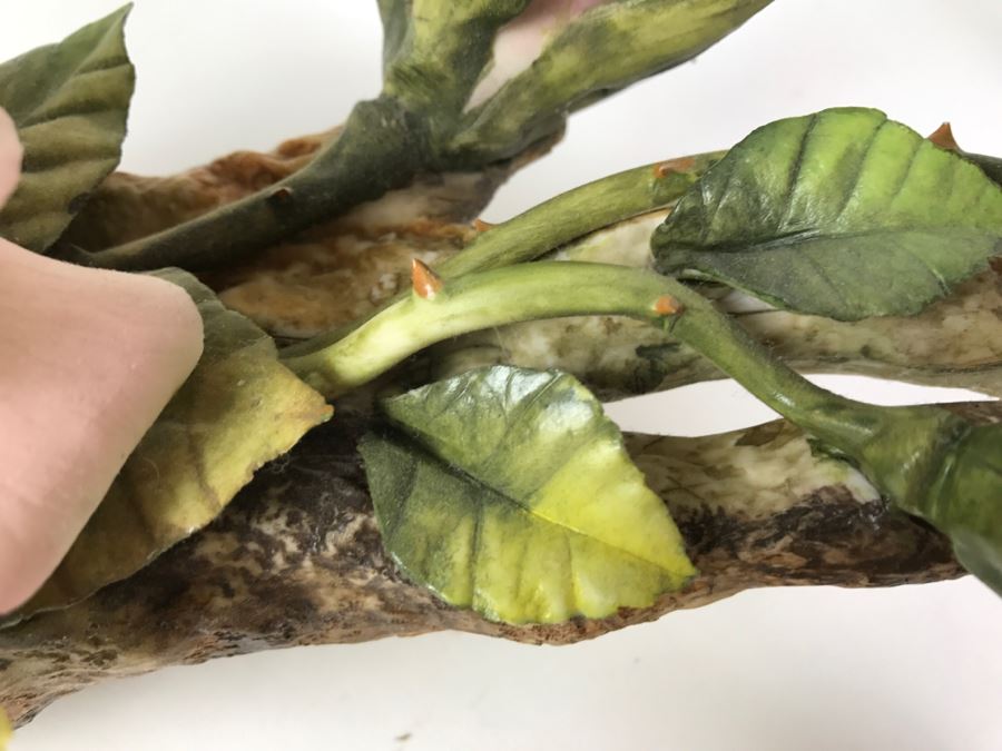 Set Of Hand Painted Roses Napoleon Capodimonte Porcelain Flower Made In Italy [Photo 9]