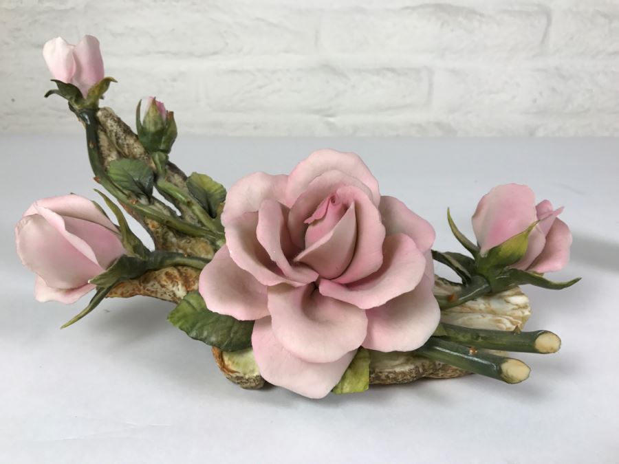 Set Of Hand Painted Roses Napoleon Capodimonte Porcelain Flower Made In Italy [Photo 14]