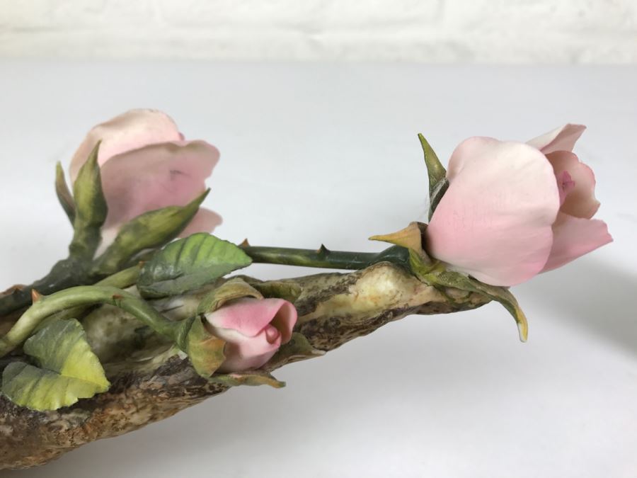 Set Of Hand Painted Roses Napoleon Capodimonte Porcelain Flower Made In Italy [Photo 8]