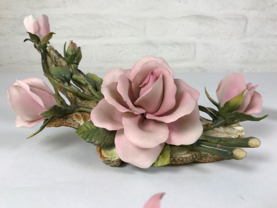 Set Of Hand Painted Roses Napoleon Capodimonte Porcelain Flower Made In Italy [Photo 15]