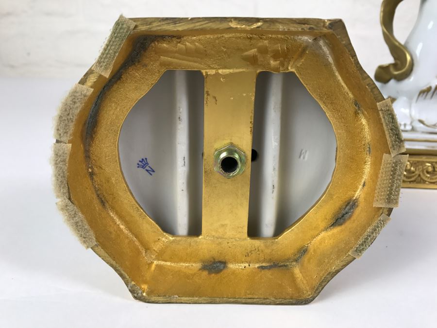 Exquisite Pair Of Candle Holders On Gilt Metal Base Boys Holding Up Candle Holders Signed N With Crown [Photo 17]