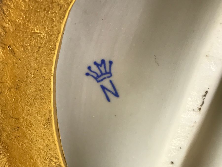 Exquisite Pair Of Candle Holders On Gilt Metal Base Boys Holding Up Candle Holders Signed N With Crown [Photo 3]