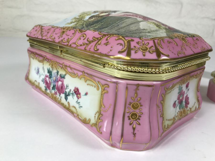 Pair Of Pink Lidded Porcelain Boxes Andrea By Sadek Made In Japan [Photo 8]
