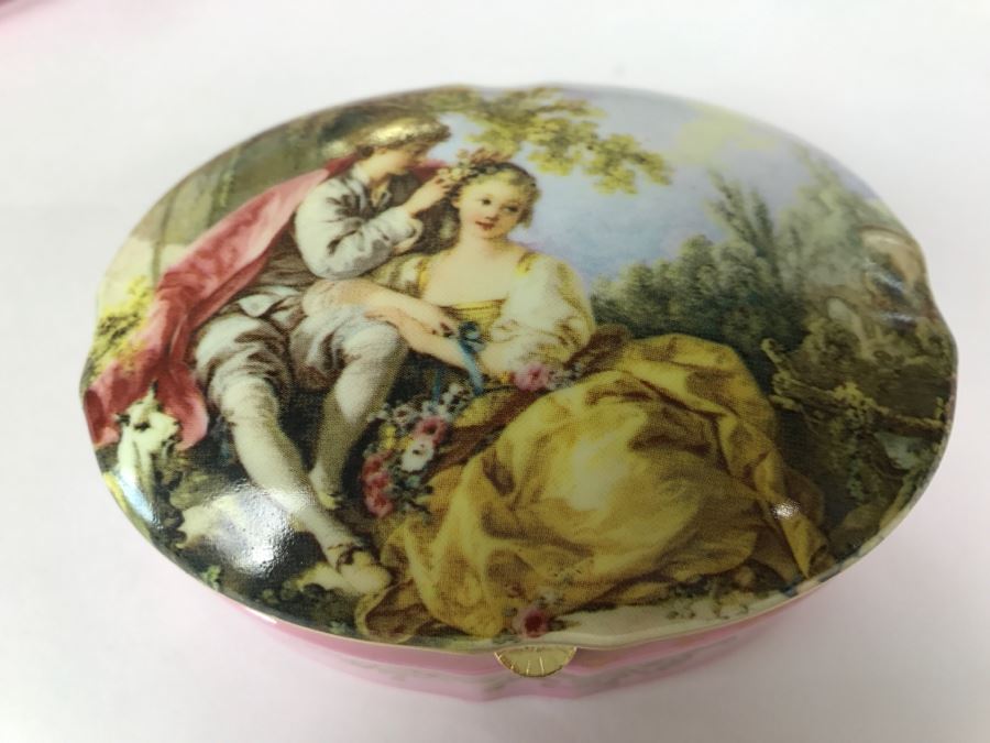 Pair Of Pink Lidded Porcelain Boxes Andrea By Sadek Made In Japan [Photo 16]