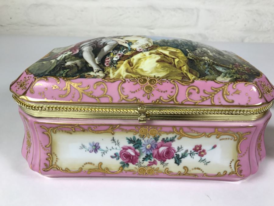 Pair Of Pink Lidded Porcelain Boxes Andrea By Sadek Made In Japan [Photo 3]