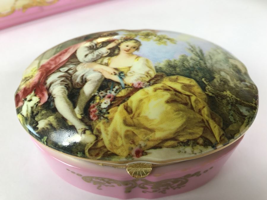 Pair Of Pink Lidded Porcelain Boxes Andrea By Sadek Made In Japan [Photo 15]