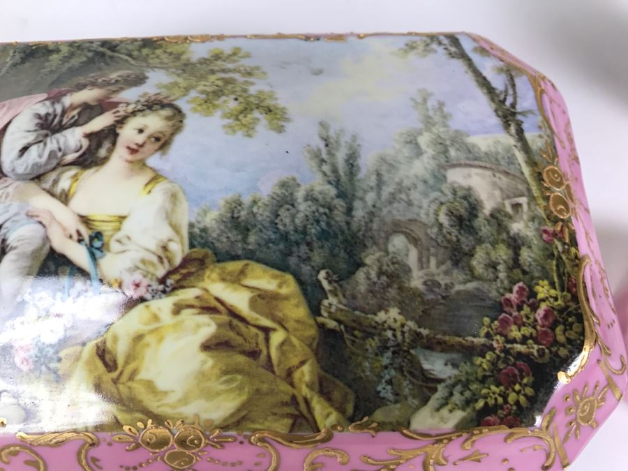 Pair Of Pink Lidded Porcelain Boxes Andrea By Sadek Made In Japan [Photo 6]