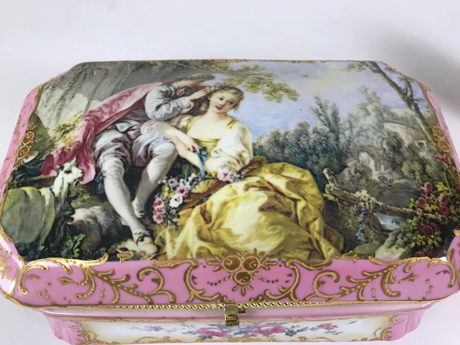 Pair Of Pink Lidded Porcelain Boxes Andrea By Sadek Made In Japan [Photo 4]
