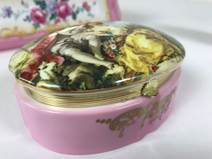 Pair Of Pink Lidded Porcelain Boxes Andrea By Sadek Made In Japan [Photo 14]