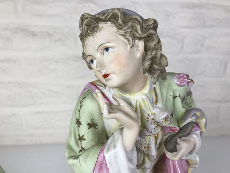 Pair Of Large Hand Painted Man And Woman Figures With Gold Accents [Photo 4]