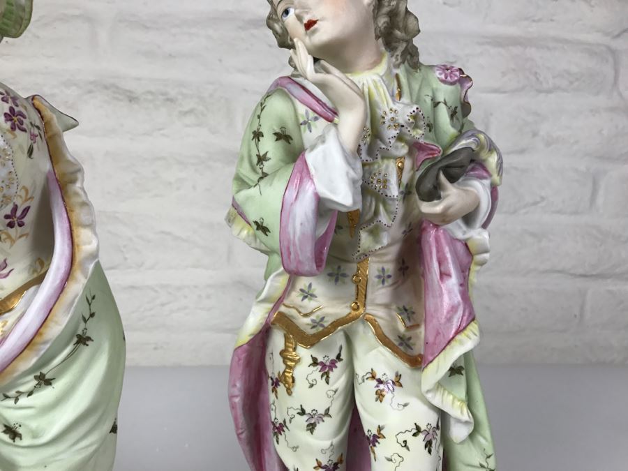 Pair Of Large Hand Painted Man And Woman Figures With Gold Accents [Photo 5]