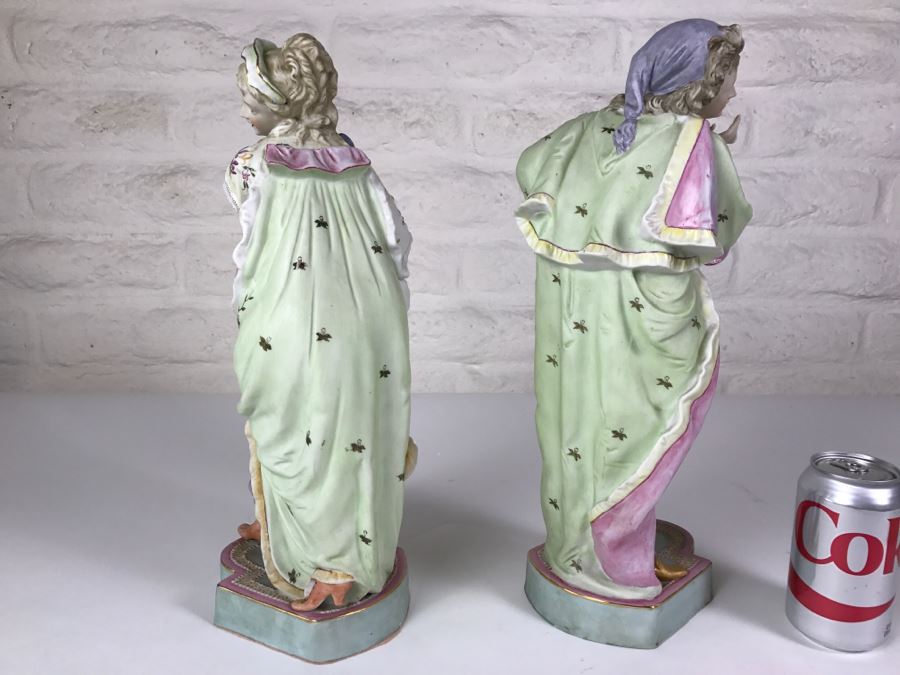 Pair Of Large Hand Painted Man And Woman Figures With Gold Accents [Photo 12]