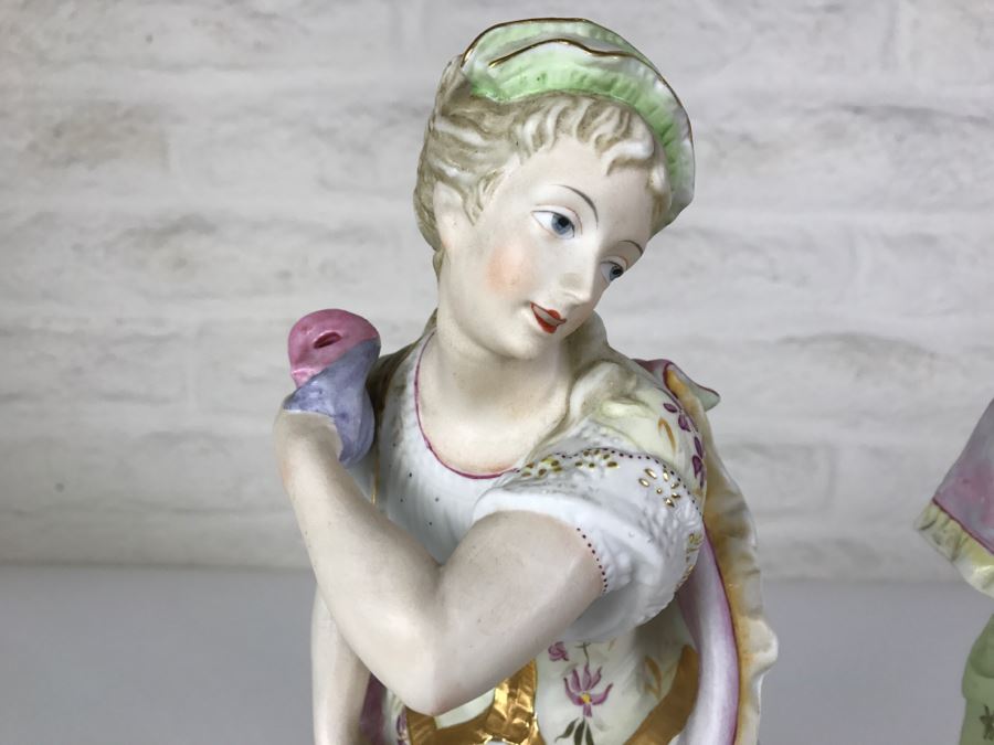 Pair Of Large Hand Painted Man And Woman Figures With Gold Accents [Photo 8]