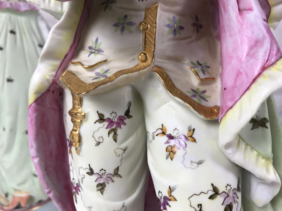 Pair Of Large Hand Painted Man And Woman Figures With Gold Accents [Photo 15]