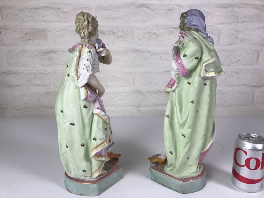 Pair Of Large Hand Painted Man And Woman Figures With Gold Accents [Photo 11]