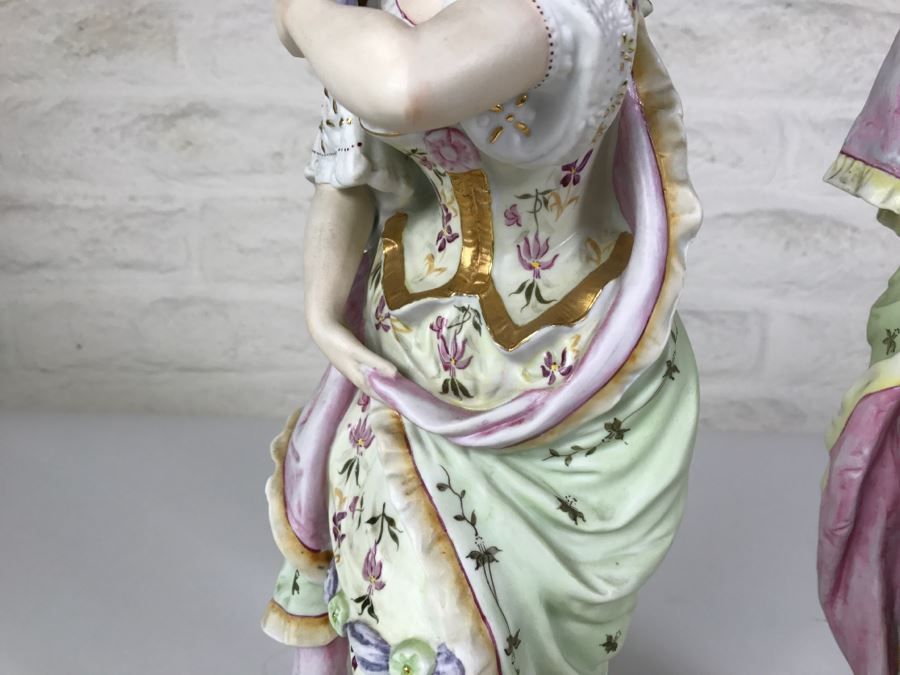 Pair Of Large Hand Painted Man And Woman Figures With Gold Accents [Photo 9]