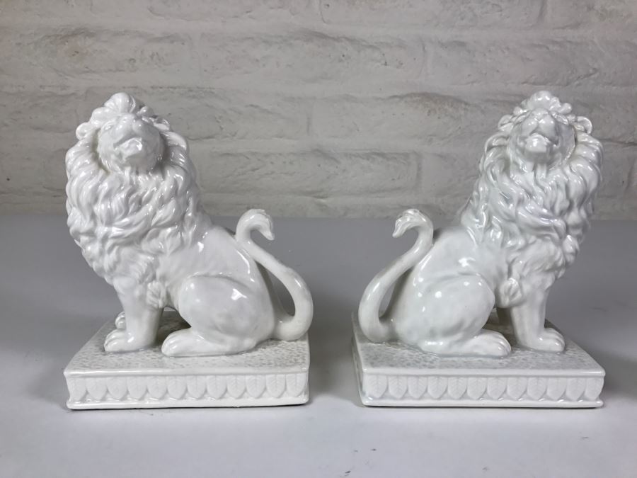 Pair Of White Lions By Fitz And Floyd Japan [Photo 3]