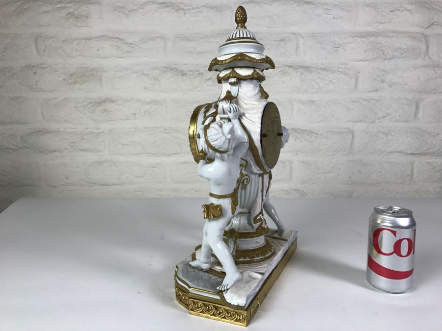 STUNNING Walt Hand Painted Porcelain Clock By C. Zanardi Made In Italy White With Gold Accents Boys Flanking Clock [Photo 19]