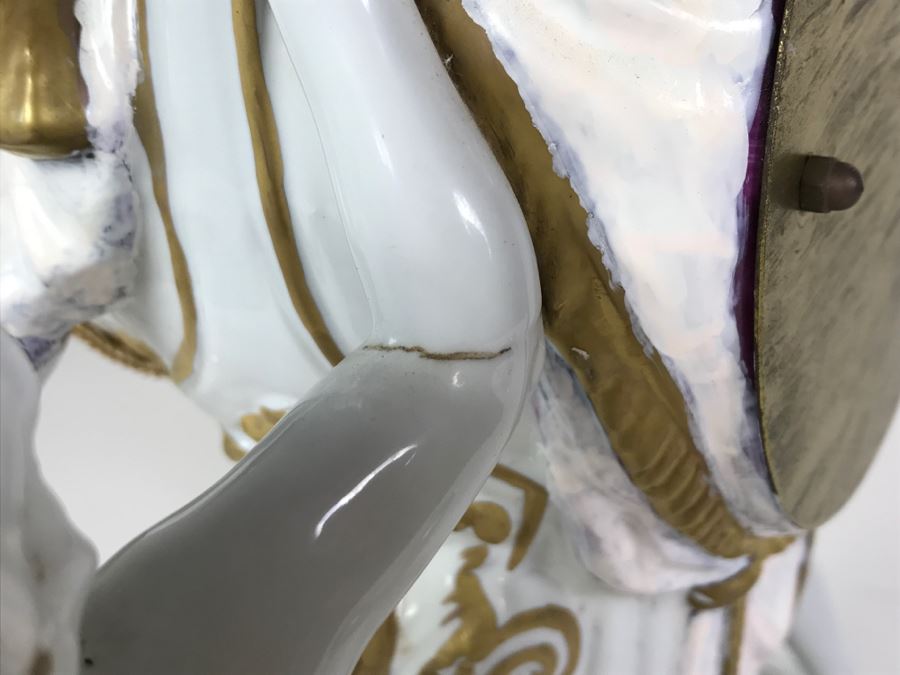 STUNNING Walt Hand Painted Porcelain Clock By C. Zanardi Made In Italy White With Gold Accents Boys Flanking Clock [Photo 20]