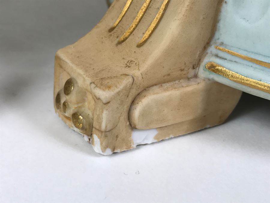 Pair Of Large Hand Painted Figures Of Young Boys On Pedestal Signed Underneath [Photo 19]