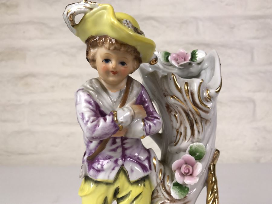 Small Vase Figurine Of Boy Signed Underneath - See Photos For Damage [Photo 4]