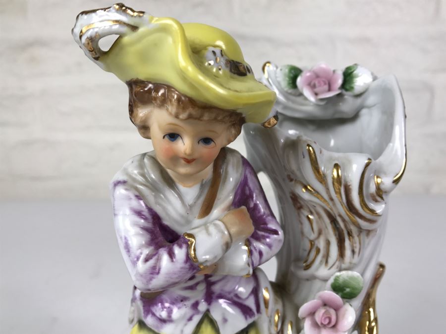 Small Vase Figurine Of Boy Signed Underneath - See Photos For Damage [Photo 3]