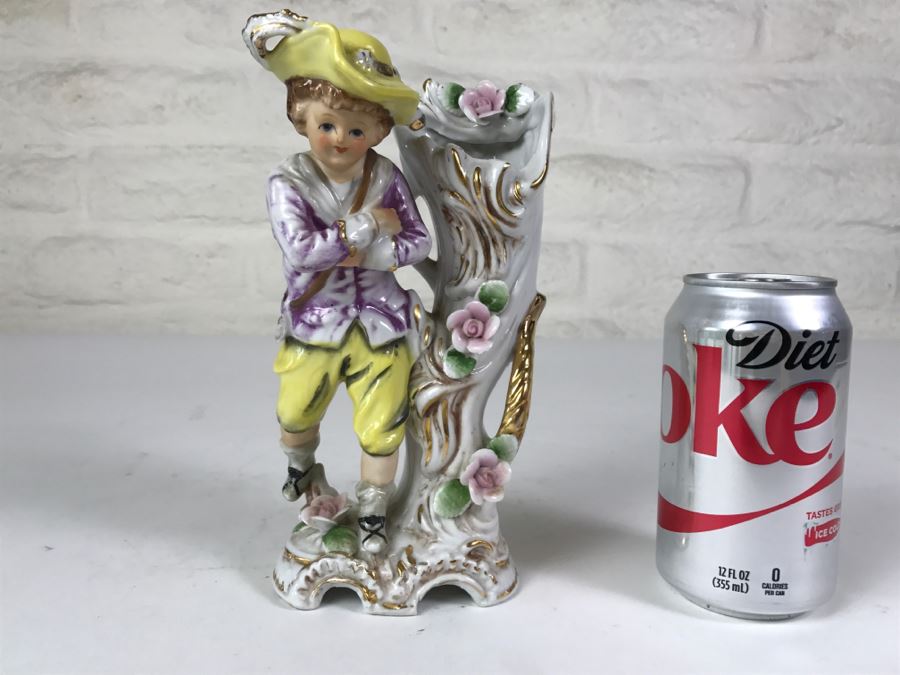 Small Vase Figurine Of Boy Signed Underneath - See Photos For Damage [Photo 1]