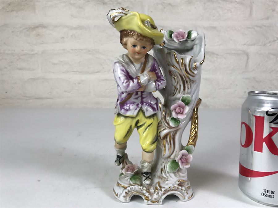 Small Vase Figurine Of Boy Signed Underneath - See Photos For Damage [Photo 2]