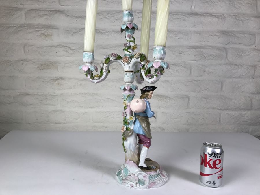 Large Figural Candelabra Of Blacksmith Man Note Repaired Damage In Photos [Photo 10]