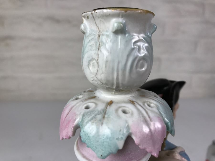 Large Figural Candelabra Of Blacksmith Man Note Repaired Damage In Photos [Photo 22]