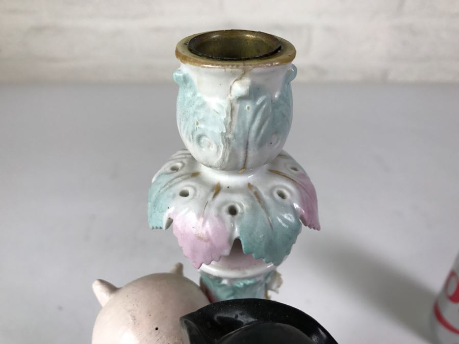 Large Figural Candelabra Of Blacksmith Man Note Repaired Damage In Photos [Photo 20]