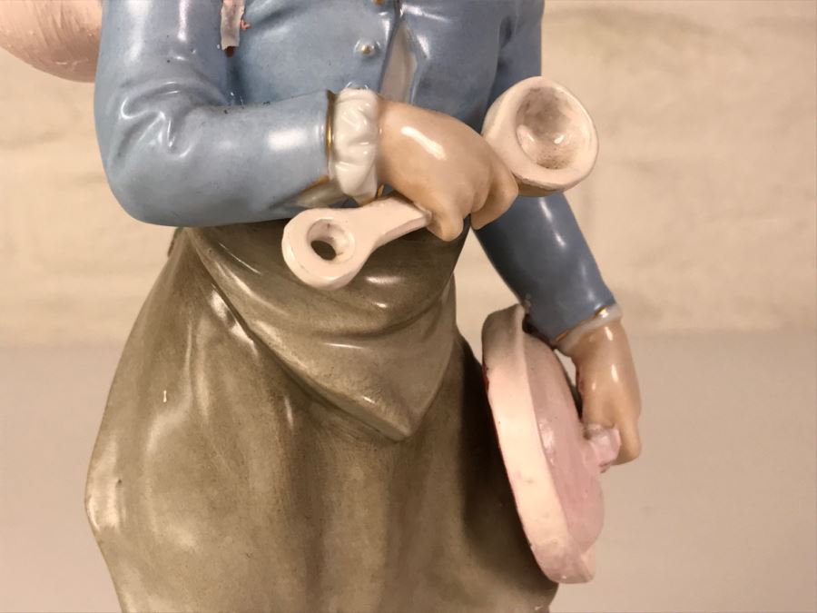 Large Figural Candelabra Of Blacksmith Man Note Repaired Damage In Photos [Photo 5]