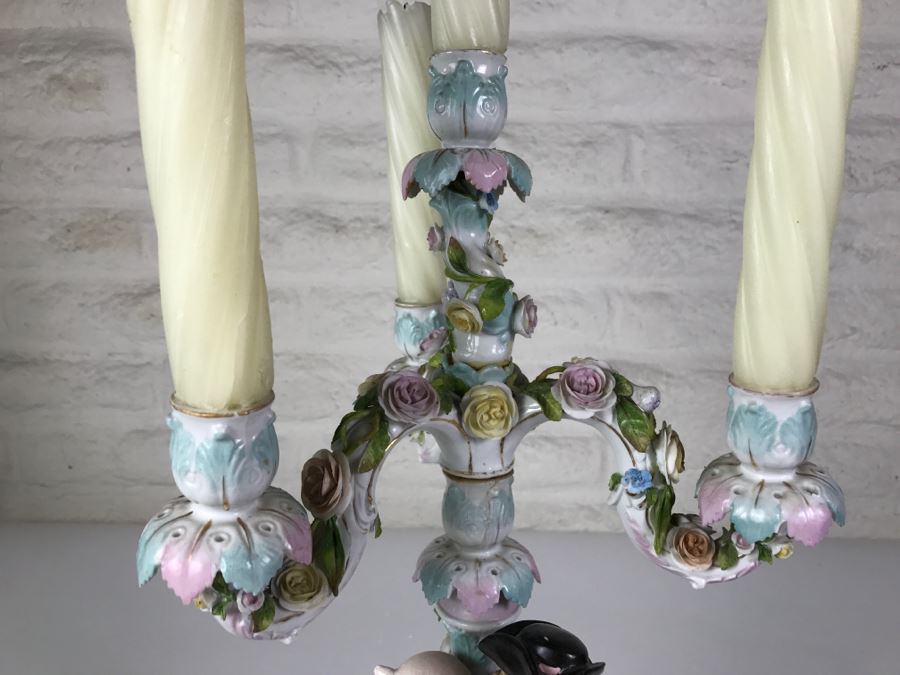 Large Figural Candelabra Of Blacksmith Man Note Repaired Damage In Photos [Photo 7]